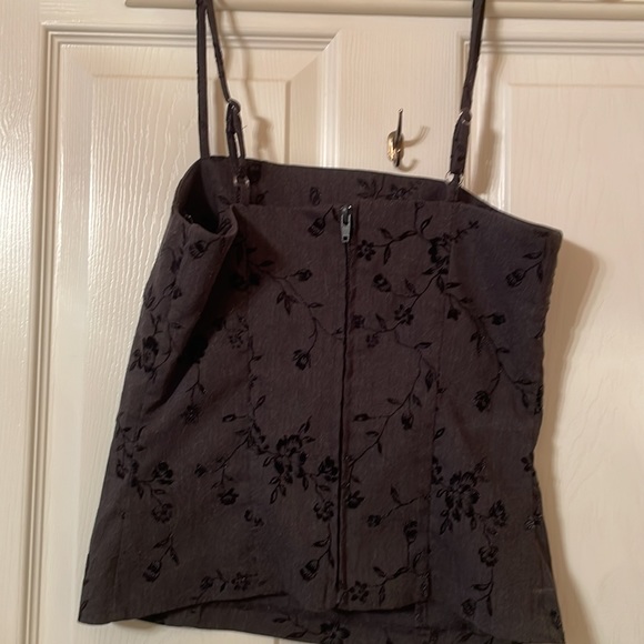 Charcoal grey top; adjustable straps; stretchy; unzips on back; size medium - Picture 2 of 5